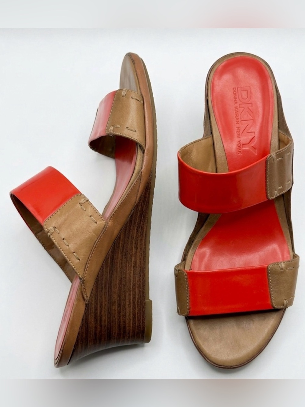 DKNY Donna Karan New York Colorblock Wedge Sandals: 9